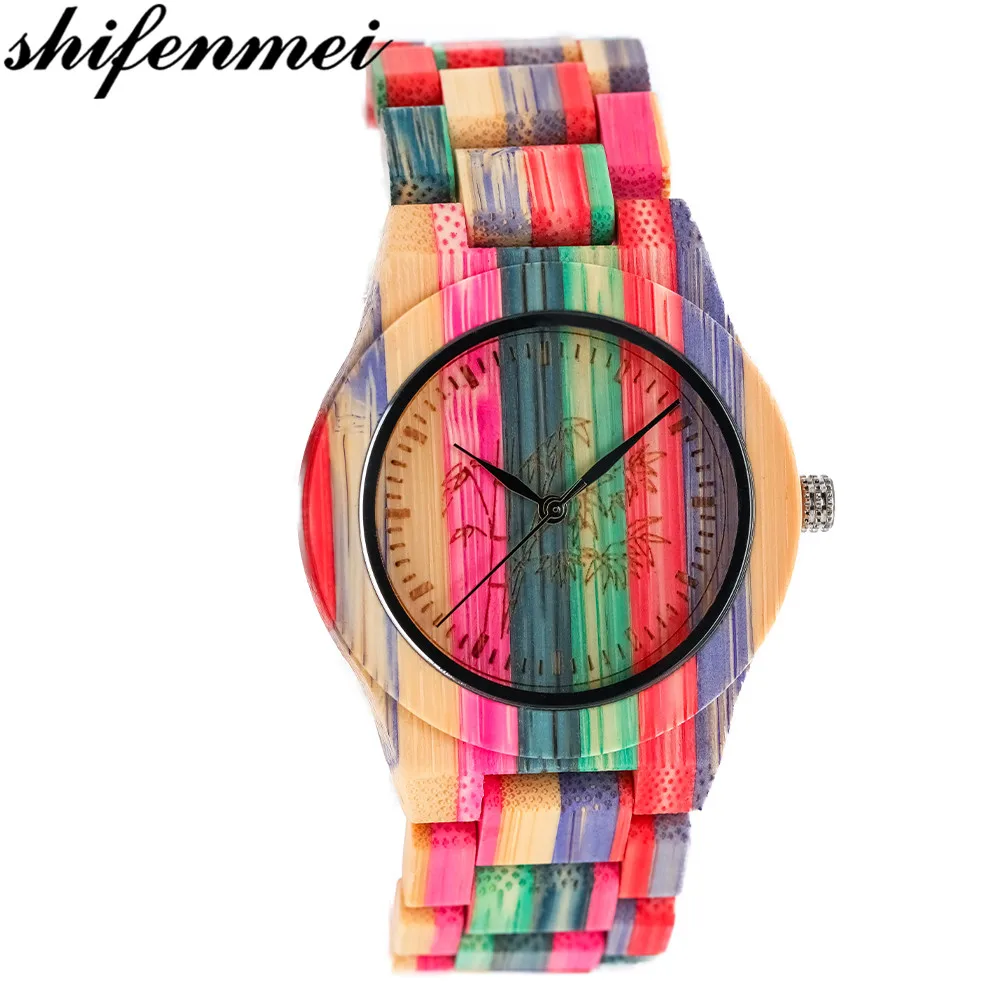 

Shifenmei Watch Women Top Luxury Brand Wooden Quartz Watches Colorful Manual Women Gifts Relogio Feminino