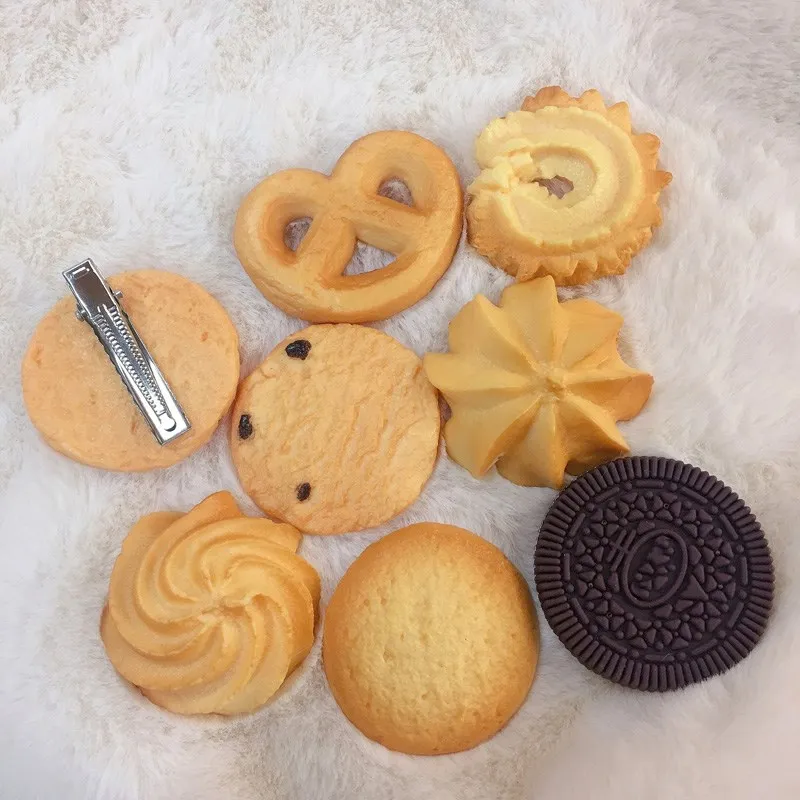 

Trendy Cookie Hairpin For Women Girls Side Clip Cute Biscuit Brooch Headdress Creative Simulation Food Hair Accessories Ornament