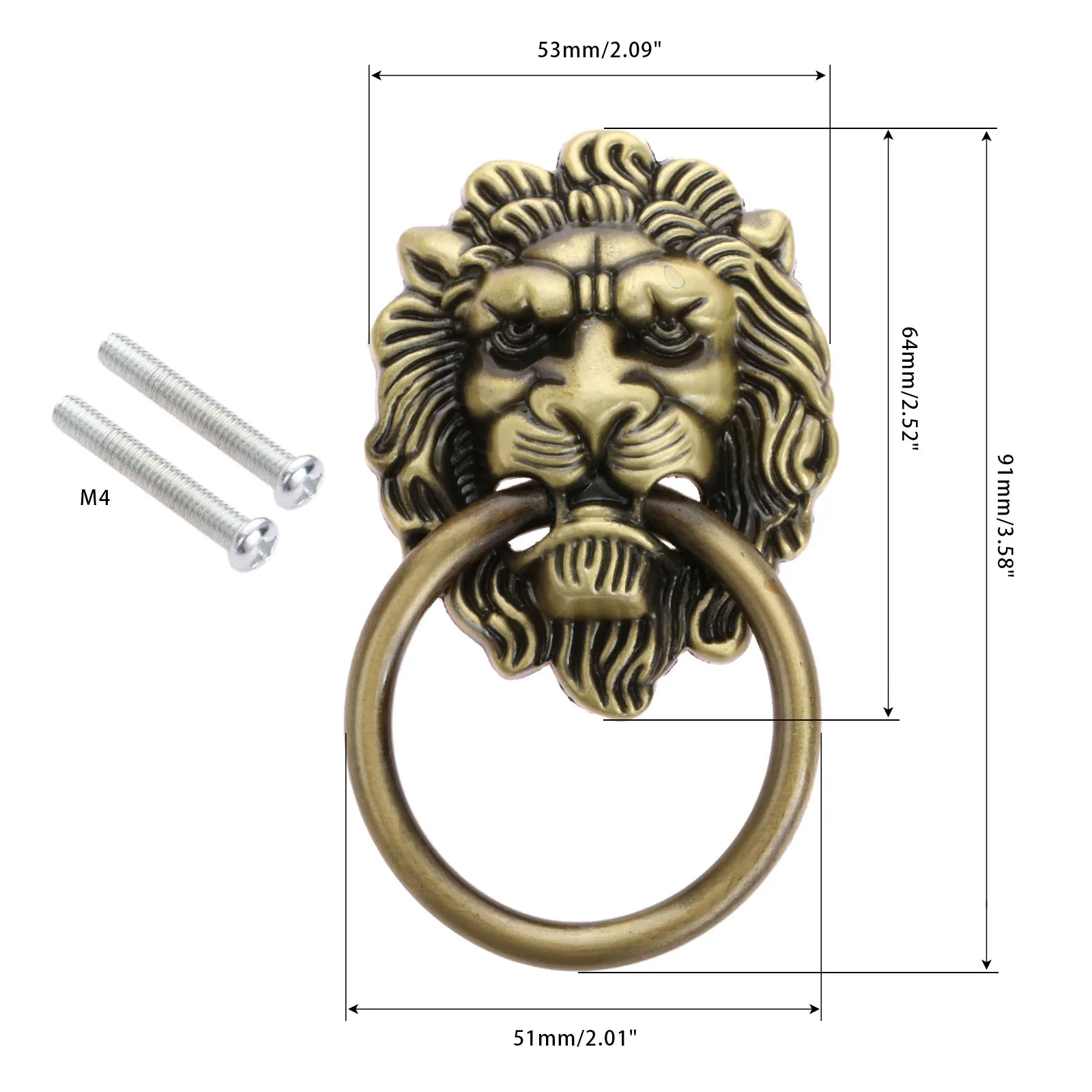 91*51 мм антикварные бронзовые ручки голова льва мебель дверь шкаф ящик выдвижная