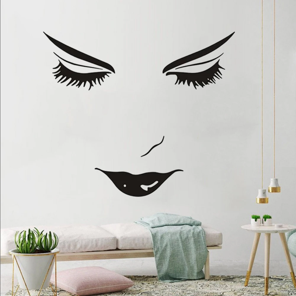 Красивые настенные Стикеры с изображением лица украшение для гостиной девочек