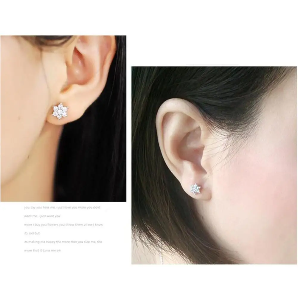 Модные женские серьги-гвоздики в виде снежинки с микро покрытием серьги