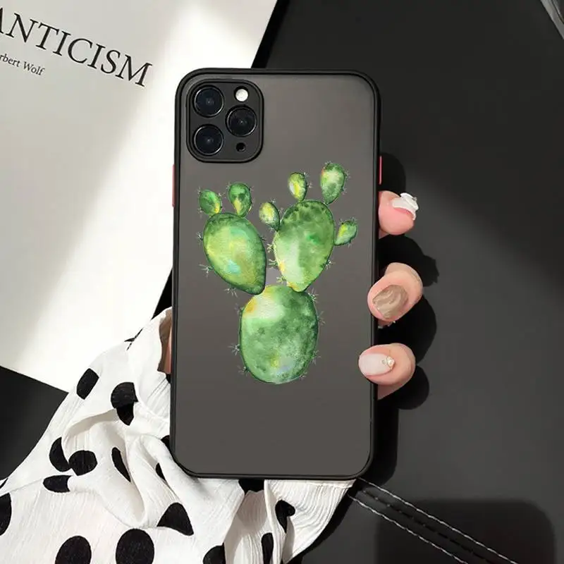 

Green Cactus Plant Phone Cases matte transparent For iphone 7 8 11 12 plus mini x xs xr pro max cover