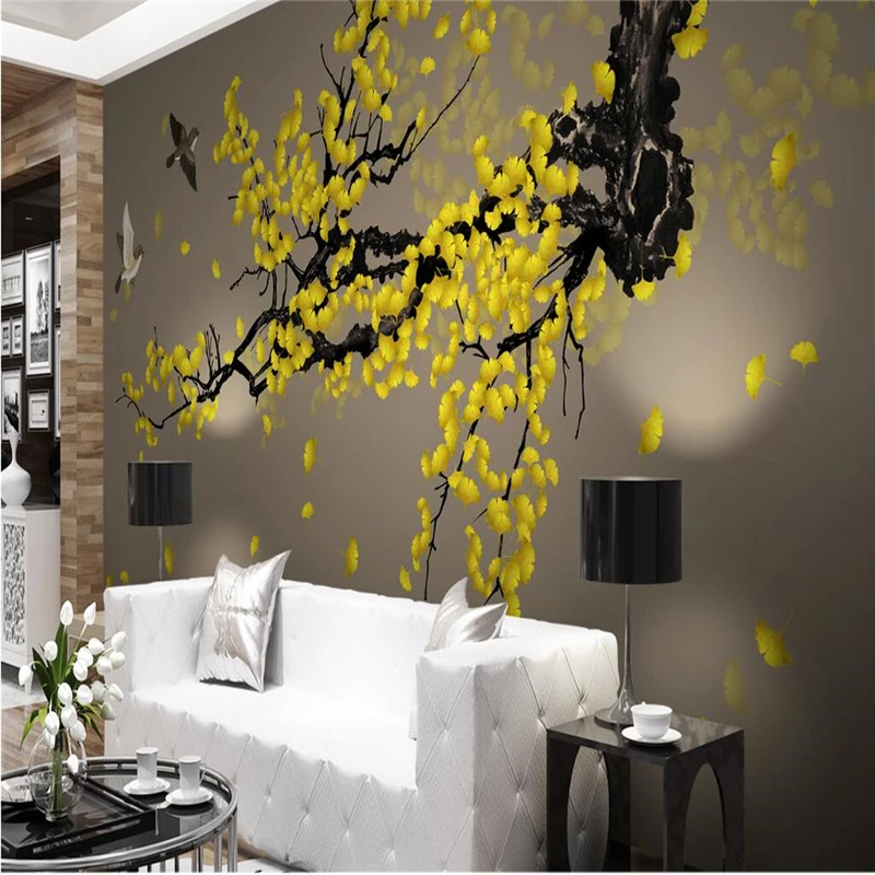 3diplaw большой заказ росписи обои любой размер Ginkgo ручная роспись ручка и цветок