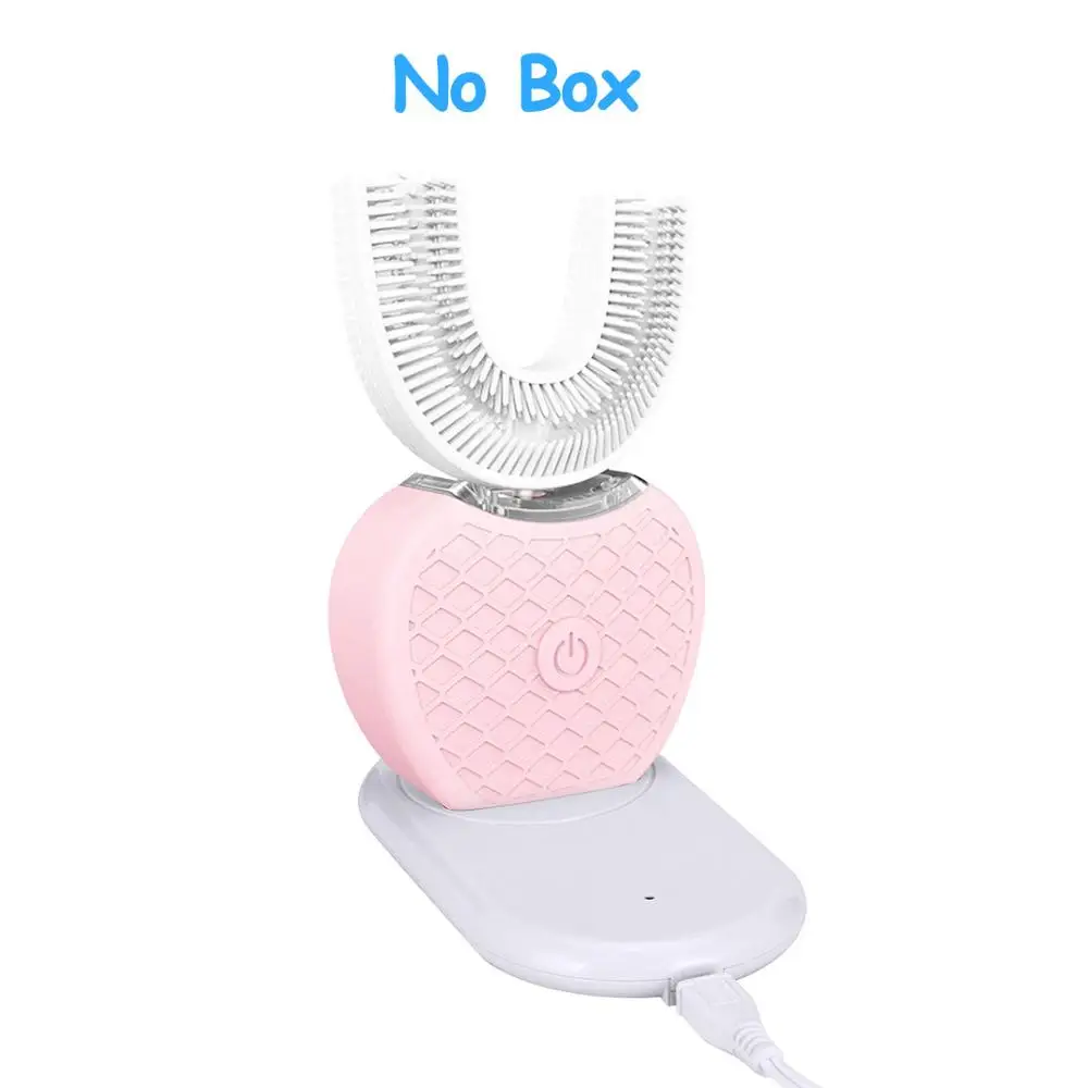 Pink without box 360 Degrees Intelligent Automatic Sonic Electric Toothbrush U Type Tooth Brush Tooth Teeth Whitening USB Charging Dental Scaler - Цвет: Pink without box