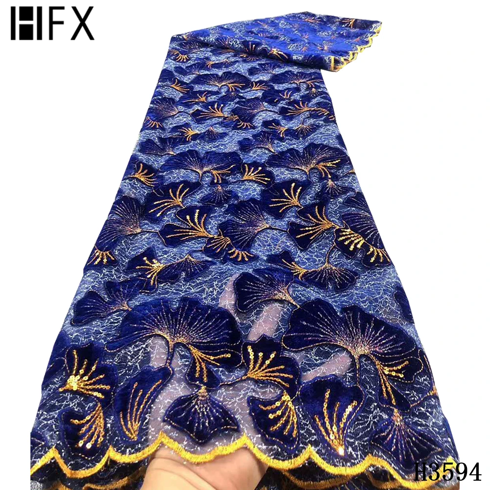 

HFX New Arrival Lace Fabric 2020 High Quality Sequins Tulle Lace Fabric Embroidered Nigerian Lace Fabric For Wedding Party Dress