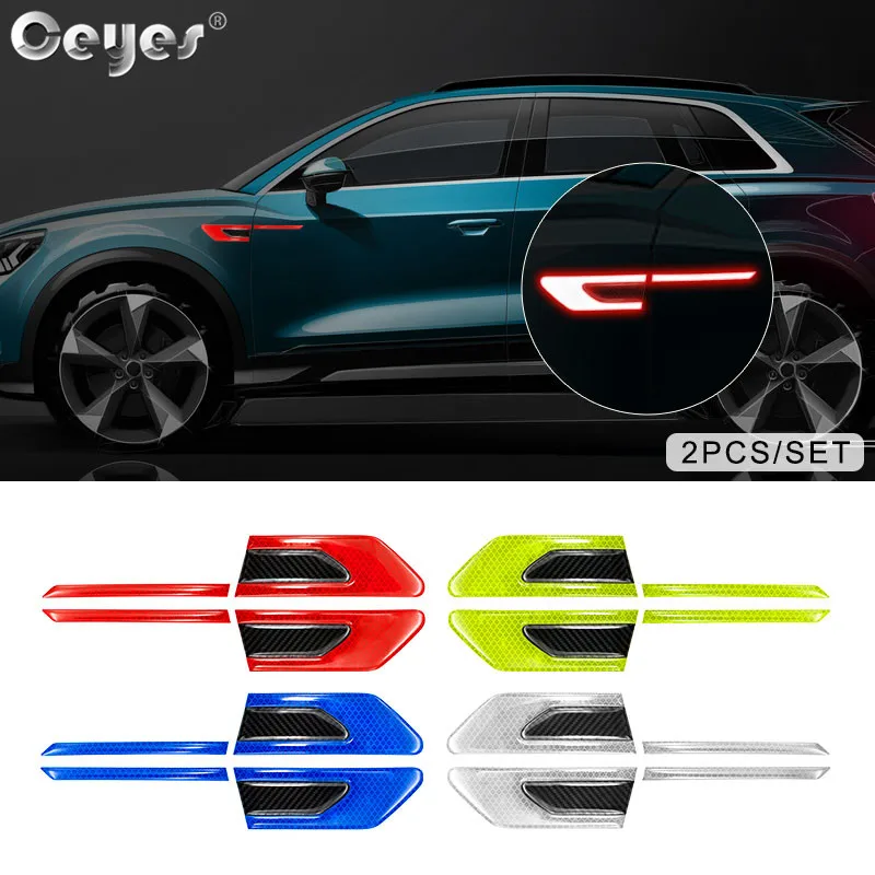 

Ceyes 2pcs Car Accessories Door Leaf Board Reflective Stickers Decal Warning Reflective Tape Auto Reflective Strips Car Styling