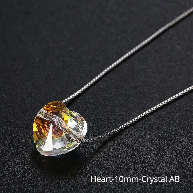 Heart AB-10mm Украшенные кристаллами подвеска Сваровски ожерелья красочные бусины для женщин Свадебные офисные ювелирные изделия простая Мода - Окраска металла: Heart AB-10mm