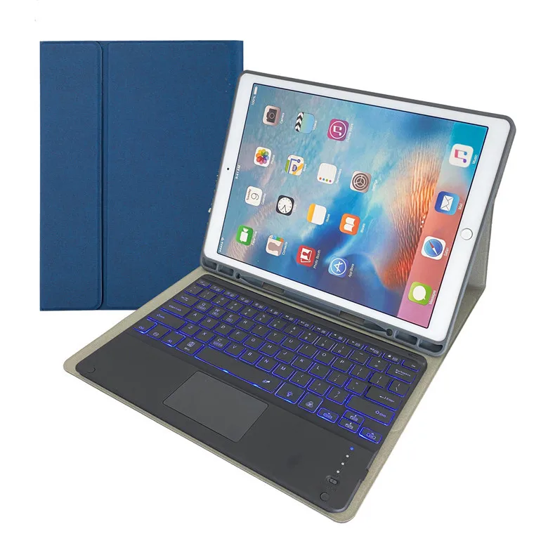

Защитный чехол с Bluetooth-клавиатурой для IPad Pro 12,9, ТПУ, со встроенным слотом для ручки, Съемный цветной чехол с подсветкой и сенсорной панелью д...