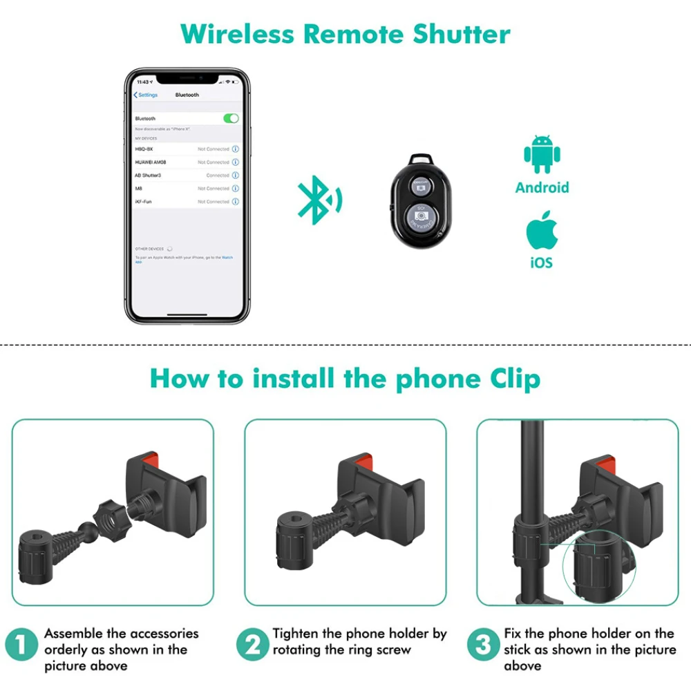 Профессиональный кольцевой светильник с регулируемым штативом светодиодный для
