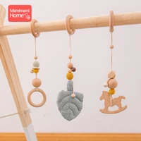 3pc baby wooden teether baby play gym bpa free wood pendant sensory ring pull beech ring childrens goods crib rattle toys gifts