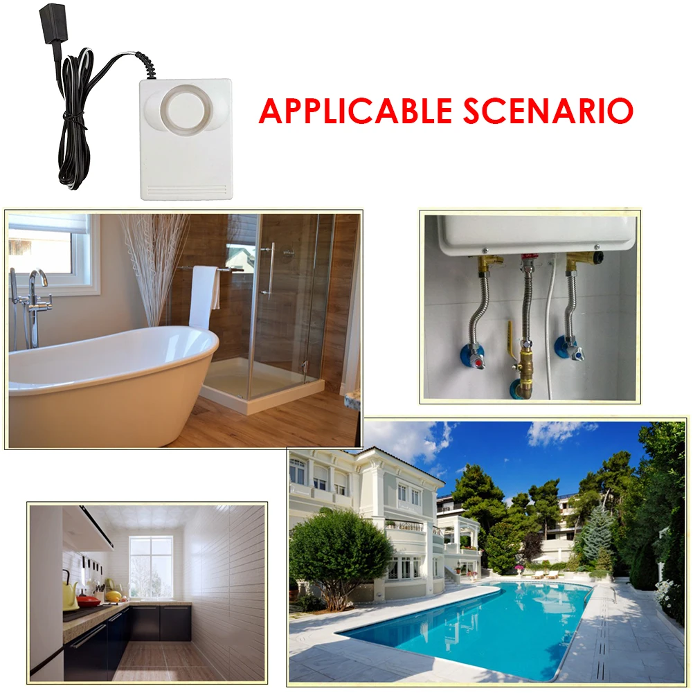 

Flood Sensor ABS Overflow Wireless Alert Smart System Home Security Alarm Water Leak Detector Independent Warning Sensitive