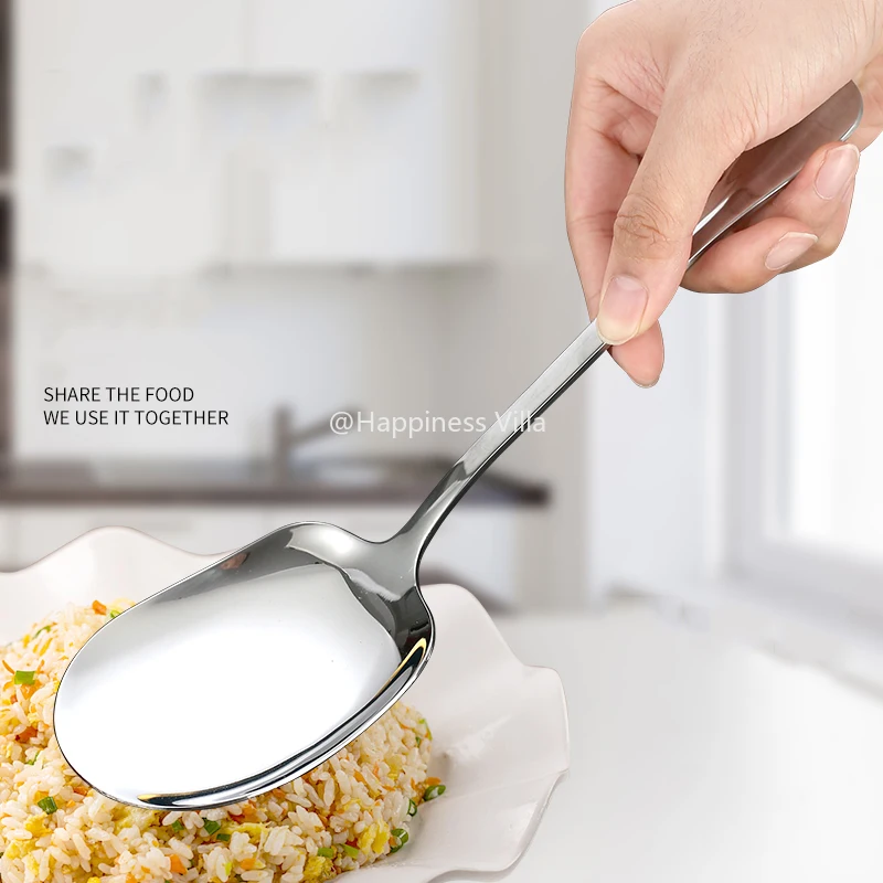 

Dinner Serving Spoons Dessert Big Spoon Set Gold Stainless Steel Sanitary Food Rice Long Handle Cutlery Kitchen Tools Gadgets