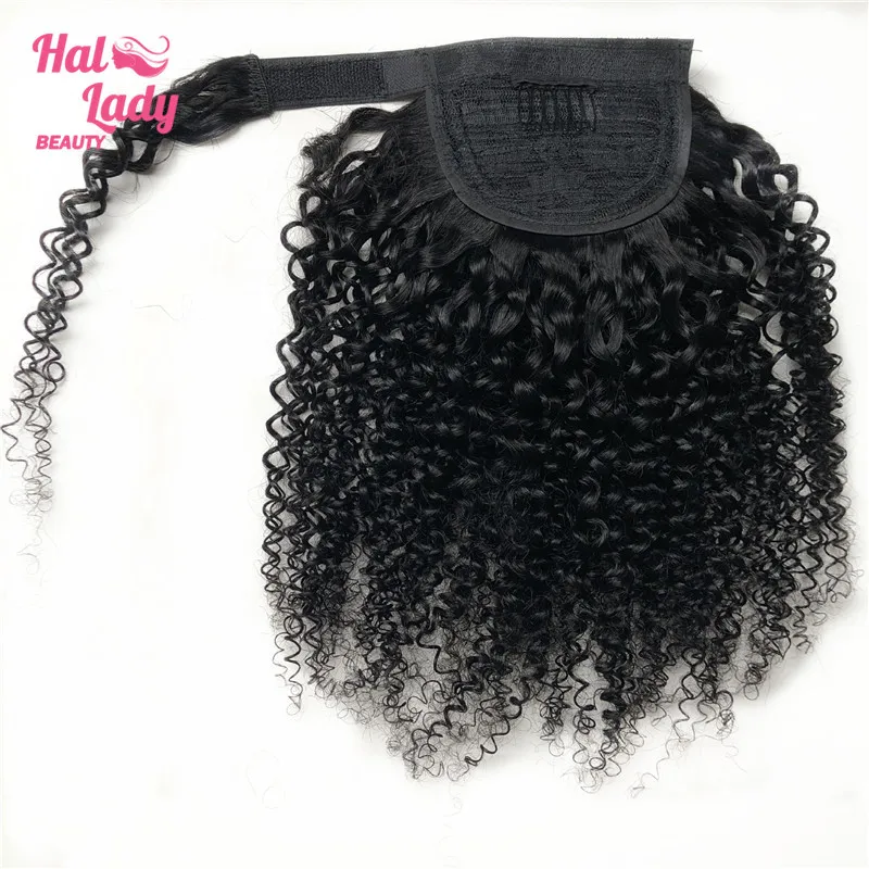 

Кудрявые бразильские человеческие волосы Halo Lady Beauty, накладной хвост, удлинители конского хвоста с зажимом, не Реми, кудрявые волосы