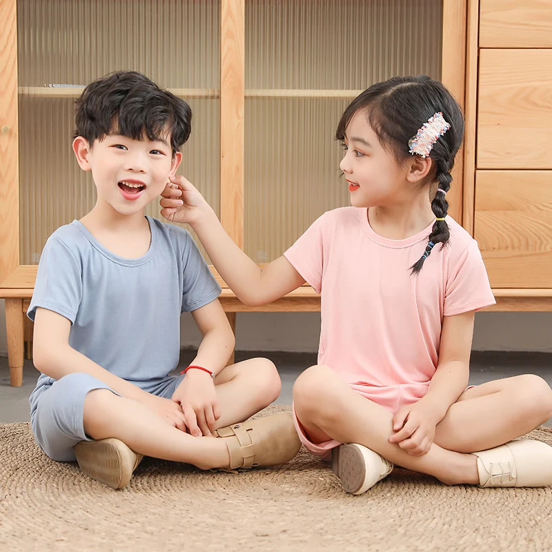 New 2021 T-Shirts Boys Girls Summer Short Sleeve Childrens Clothing Kids Soft Breathable Tops Solid Color Casual Tees Promotion | Детская
