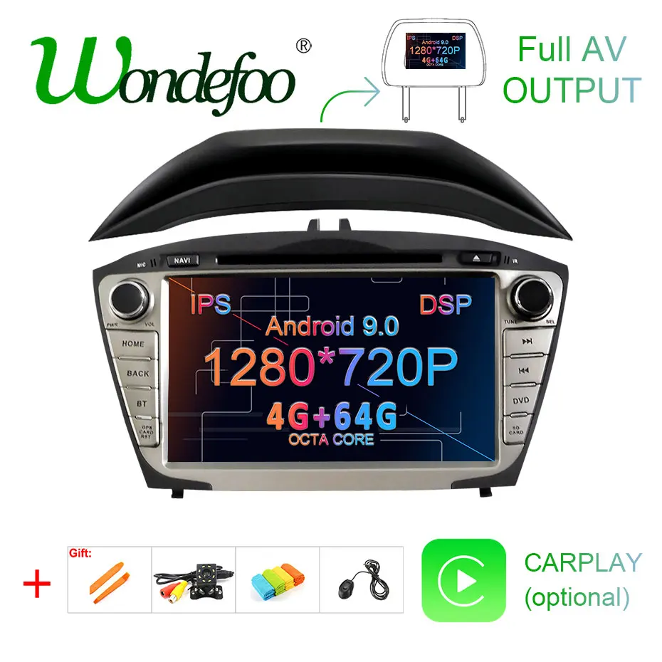 4G 64G Android 9,0 ips экран DSP AV выход автомобильный dvd-плеер для hyundai ix35 Tucson 2009- gps плеер навигация Радио стерео
