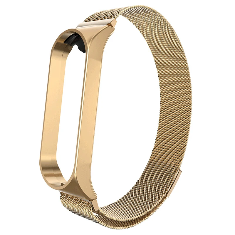 Gold Браслет mi Band 3 из нержавеющей стали, ремешок на запястье, умный Браслет, сменный ремешок для часов для оригинальной Xiaomi mi, ремешок 3, 4 магнита, браслеты на ремне - Цвет: Gold