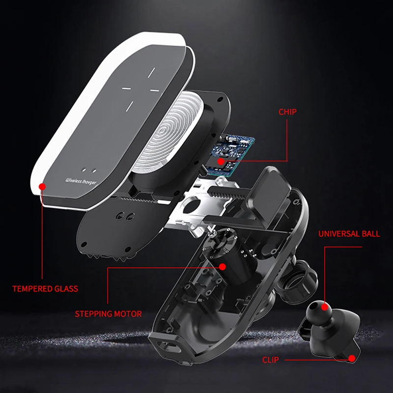

YURUI A7 Automatic Clamping 10W Wireless Charger Car Phone Holder Smart Infrared Sensor Air Vent Mount Mobile Phone Stand Hold