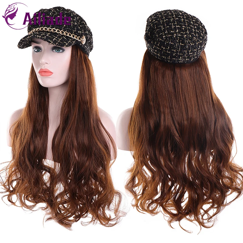 AILIADE новинка Осень зима длинный кудрявый/прямой парик со шляпой синтетические