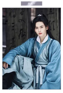 Zhou ZiShu Gay Boy Love Male Scholar Swordmen Master Wide Sleeve Immortal Cosplay Costume Hanfu Drama Word of Honor Shan He Ling