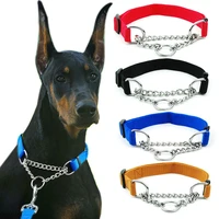 for large dog chain collar nylon slip collar pet collar dog training accessories with welded link chain dog collar anti dog bite