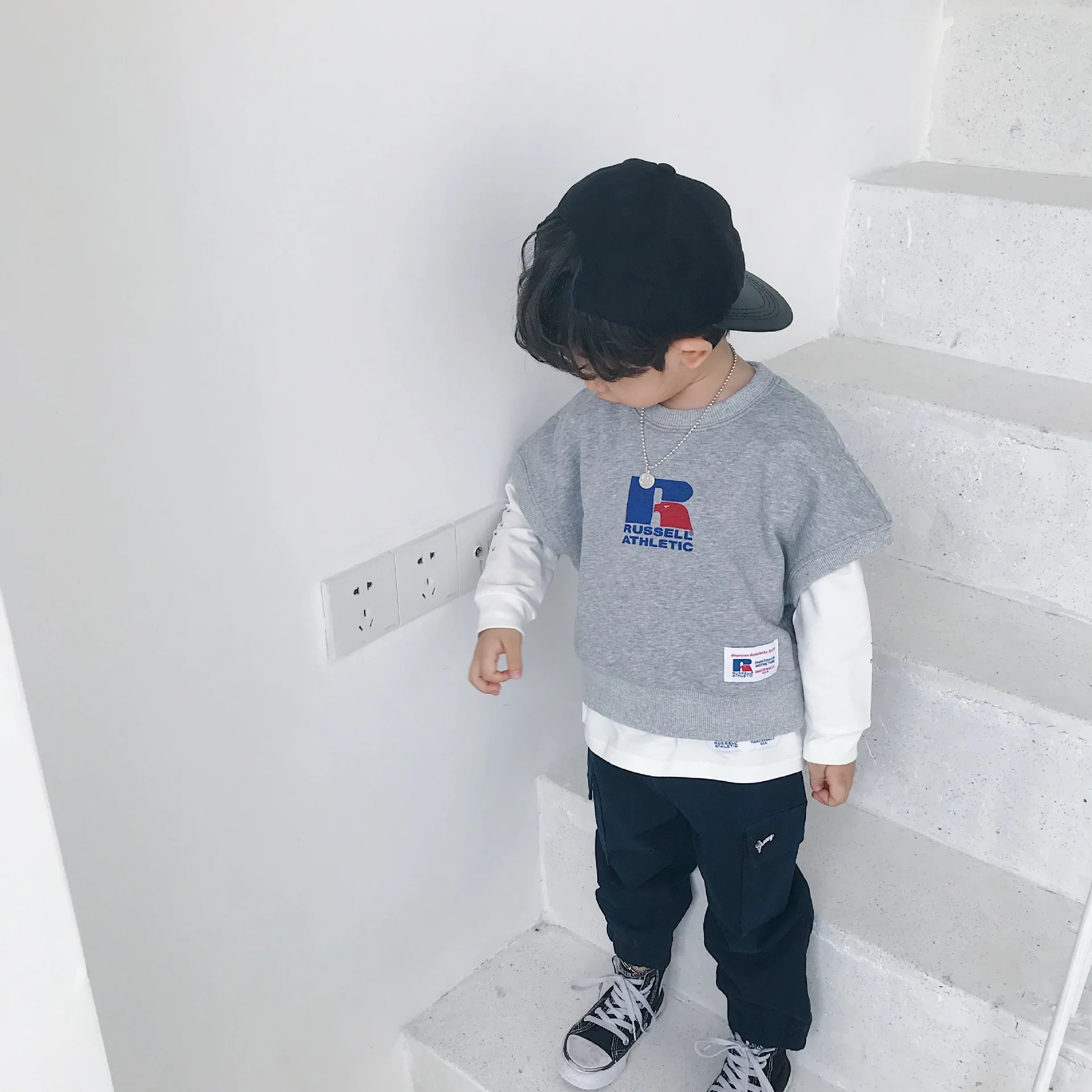 2019 г. Осенний костюм для детского сада футболка с длинными рукавами мальчиков и