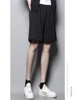 mens recreational shorts summer pure color fashion loose wide leg ribbon design large size cool shorts