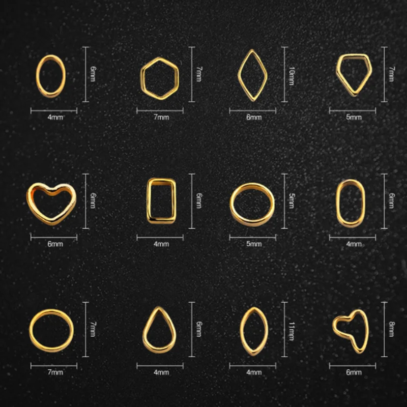 30 шт./упак. Золотой Серебряный ноготь искусство украшения 3D металлические полые