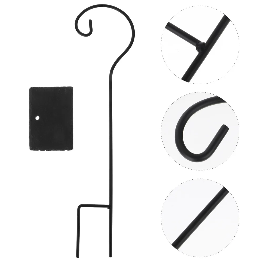 

2 Sets Garden Shepherd Hook Super Strong Iron Hook with Slate for Decor (Black)