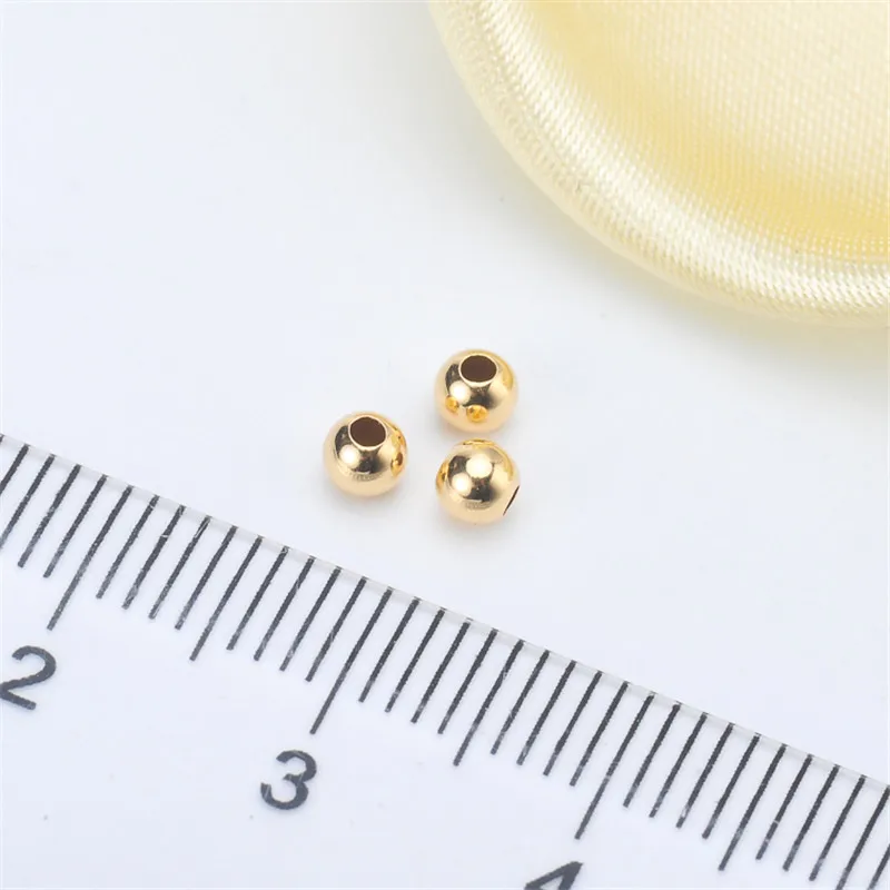 10 шт. 18K золотые металлические бусины 3 мм круглая гладкая распорка свободные бусины для ювелирных изделий материал для ожерелья, браслета DIY аксессуары