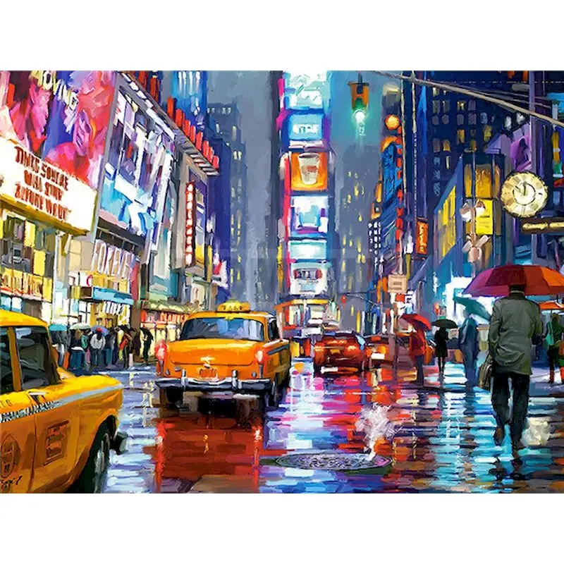 GATYZTORY Painting By Numbers New York Street Scenery Diy Oil Paints Kits With Framed For Adults Kids Surprise Birthday Gifts Ar