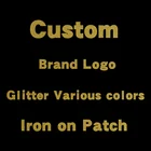 Новый стиль, блеск, различные цвета, Пользовательский логотип бренда на одежде, аппликация, Декор, теплопередача для одежды, печать, теплопередача