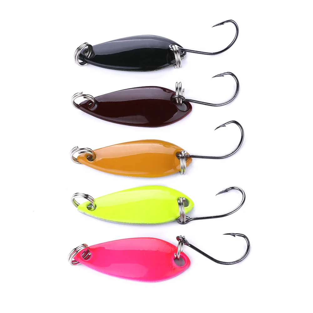 YUZI 100PCS/Lot Mix Colors 3cm 2.5g Colorful Trout Lure Fishing Spoon Bait Single Hook Metal Fishing Lure Fishing Tackle
