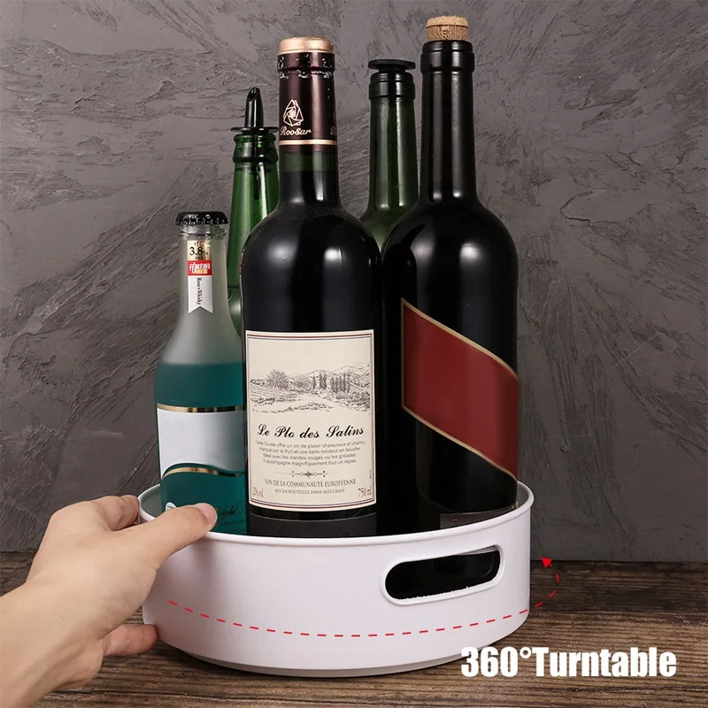 

Multifunctional Non-Slip Rotating Storage Tray ABS Cosmetic Storage Holder Kitchen Storage Tray Desktop Fruit Dish