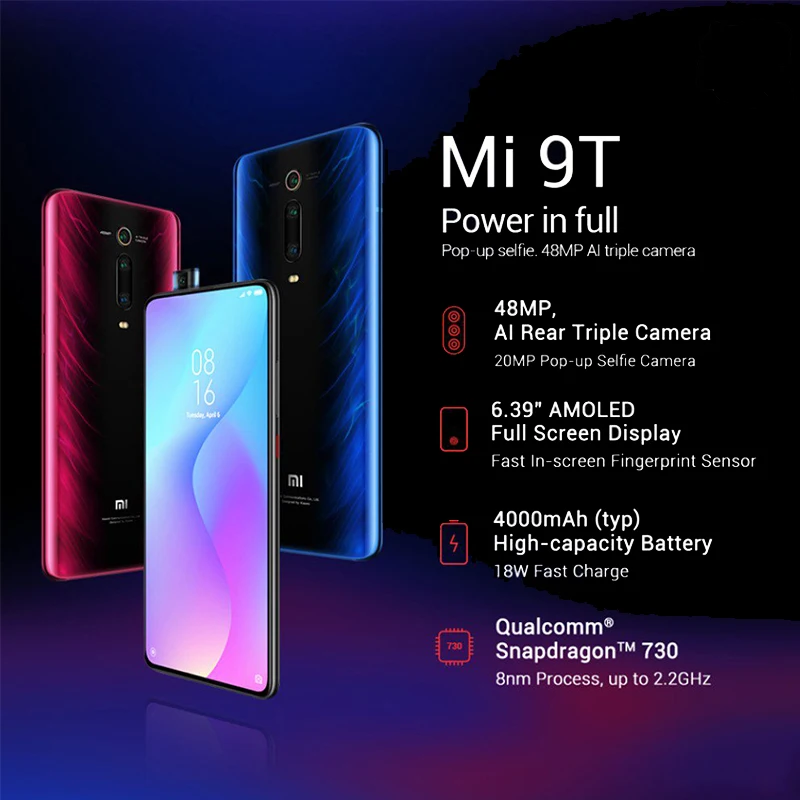 Xiaomi mi 9 T 9 t красный mi K20 6GB 64GB смартфон телефон Snapdragon 730 восьмиядерный глобальная версия 48MP Тройная задняя камера всплывающая фронтальная камера