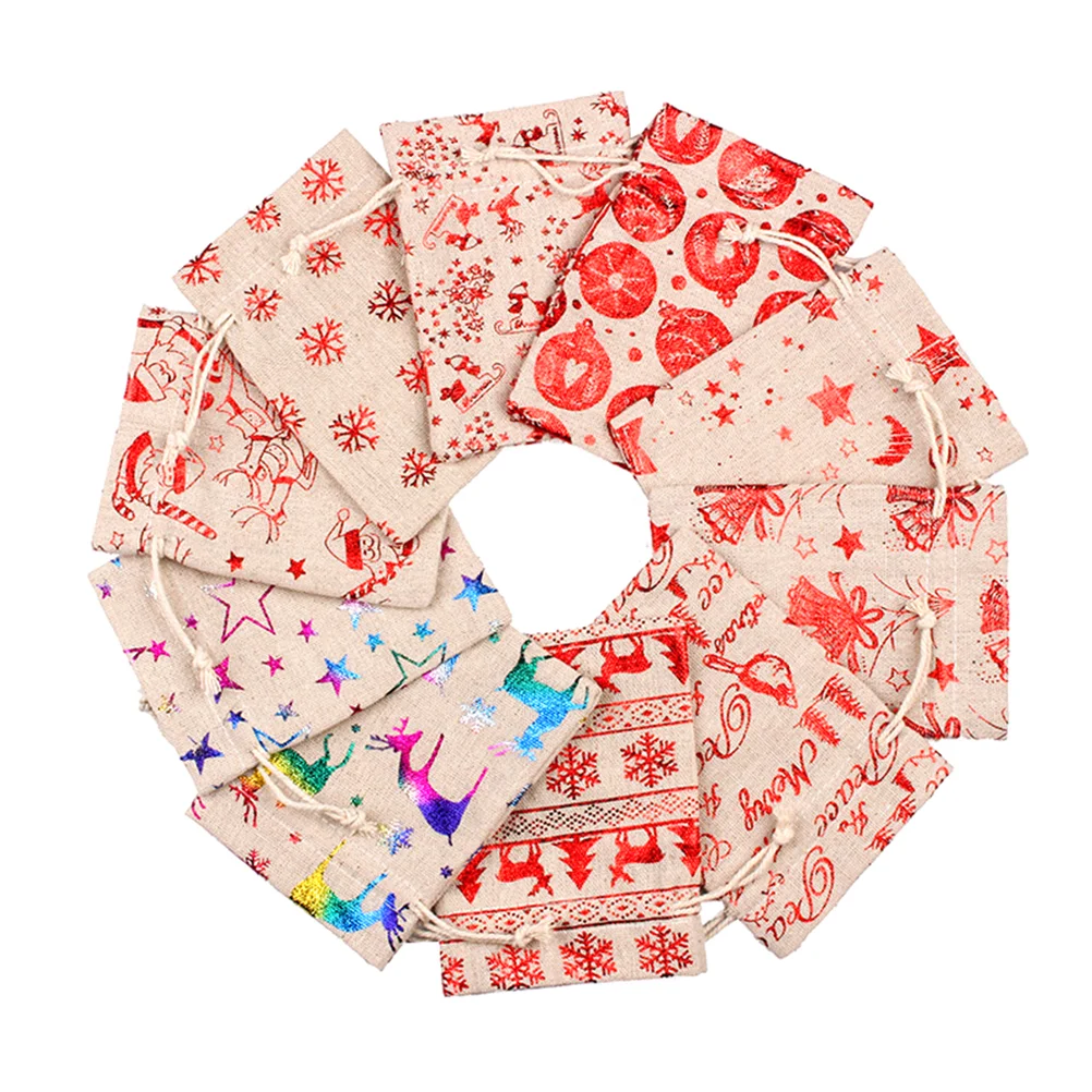 

24pcs Christmas Theme Packing Bags Practical Candy Gift Drawstring Pouches