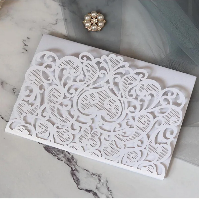 100 шт. европейская лазерная резка свадебные приглашения карта 3D три сложения