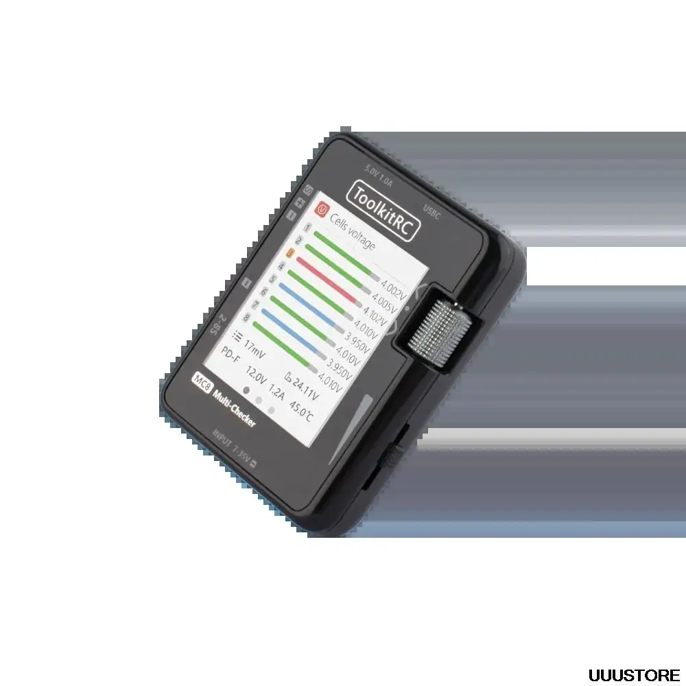 ToolkitRC-comprobador de celda MC8 de tama&ntilde;o Mini, bater&iacute;a de 32 bits, salida PWM, PPM, lectura SBUS con USB-C, carga r&aacute;pida-4