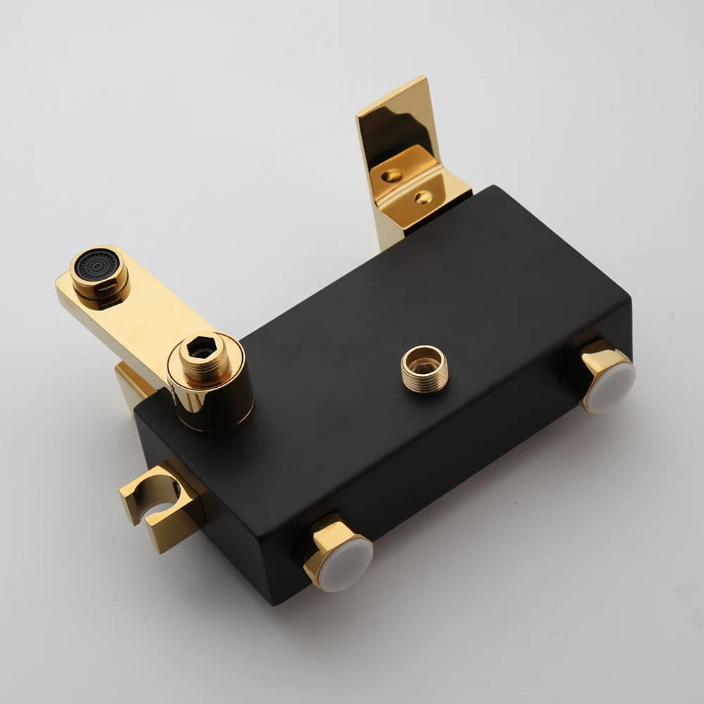 Матовый черный светодиодный цифровой душевой набор KEMAIDI термостатическая