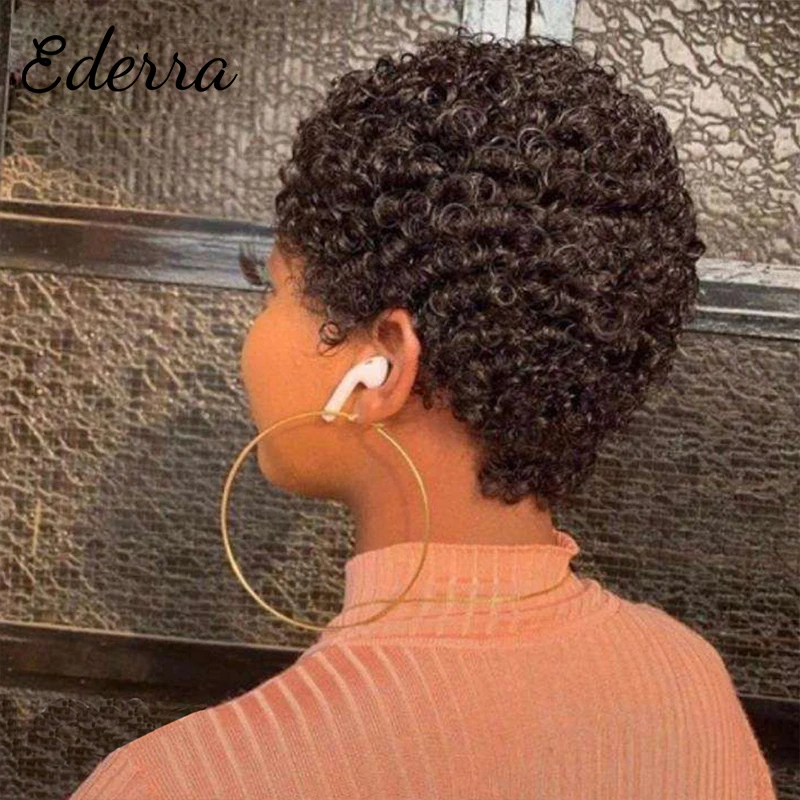 Короткий афро кудрявый вьющийся парик для черных женщин привлекательный парик из натуральных человеческих волос дешевый парик машинного и...