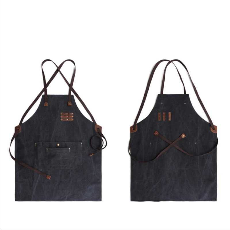 

Chef Apron, Cotton Canvas Cross Back Apron with Pockets for Women and Men,Adjustable Strap and Large Pockets Apron,Kitchen Cooki