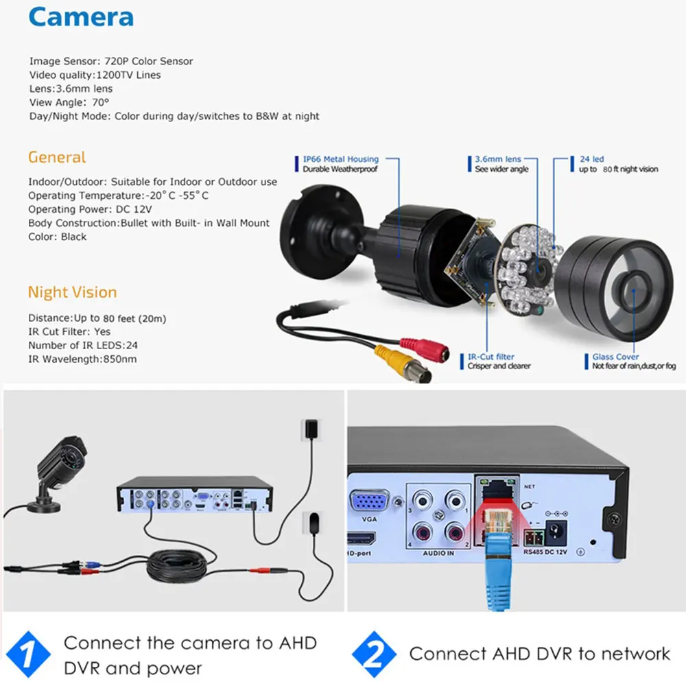 DEFEWAY 720P AHD аналоговая камера для видеонаблюдения Видео камеры от атмосферных