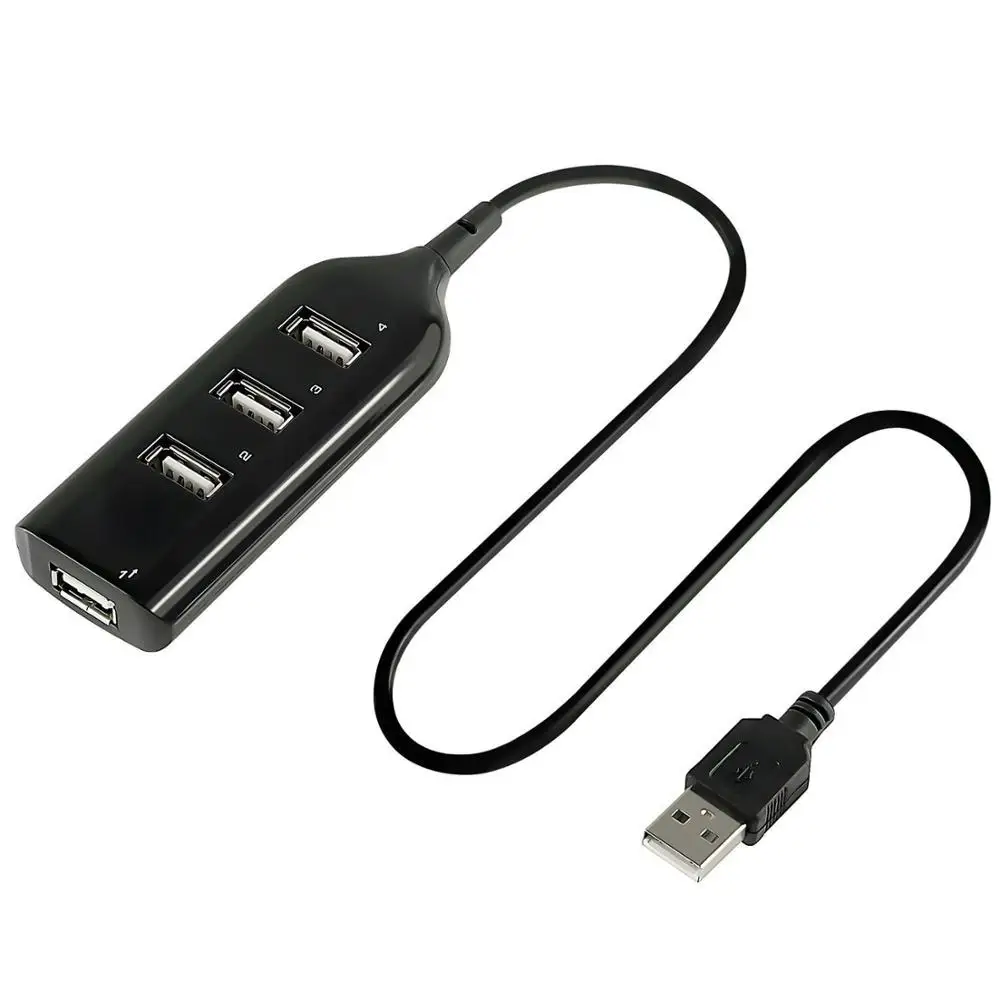 VIPATEY USB Hub Высокоскоростной 4 Порты и разъёмы USB разветвитель Мульти USB 2,0 Порты и разъёмы мини концентратор для MacBook Pro Тетрадь PC USB флеш-накопители мобильный жесткий диск и многое другое - Цвет: Black USB2.0