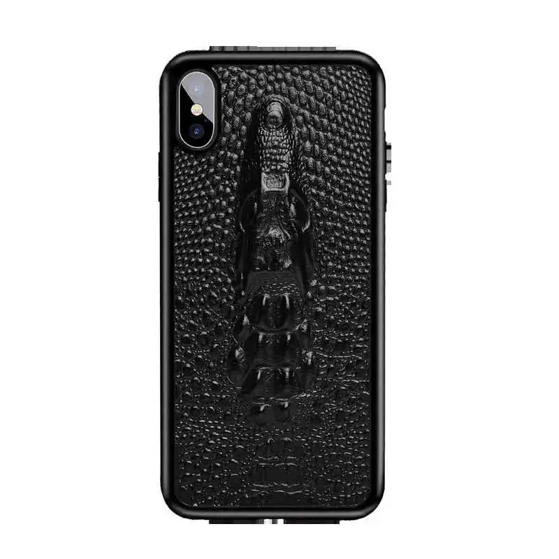 

2021 High Quality Business Embossed Crocodile Head 3D Crocodile Leather Phone Case For Iphone 12