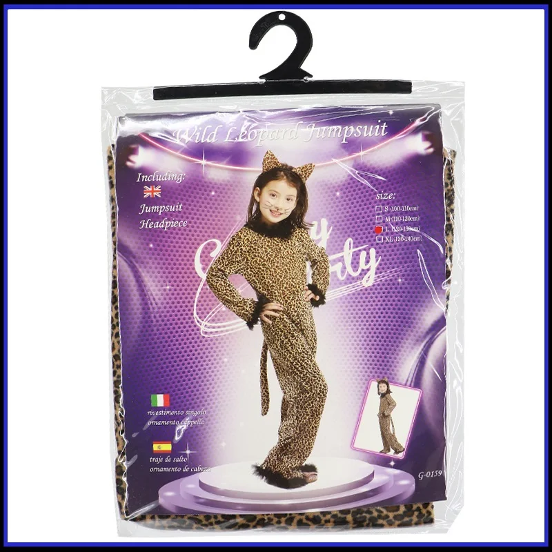 

Shanghai Story Kids Child Animal Wild Leopard Costume Cosplay for Girls Fantasia Halloween Purim Carnival Party Jumpsuit