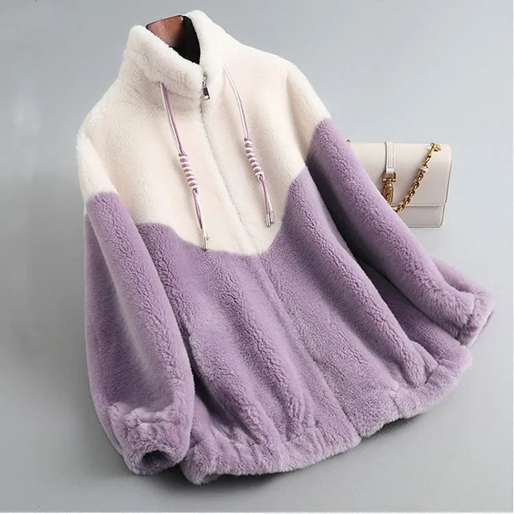 Winter New Designer Women's High Quality Wool Fur Leather Stand Collar Coat C811