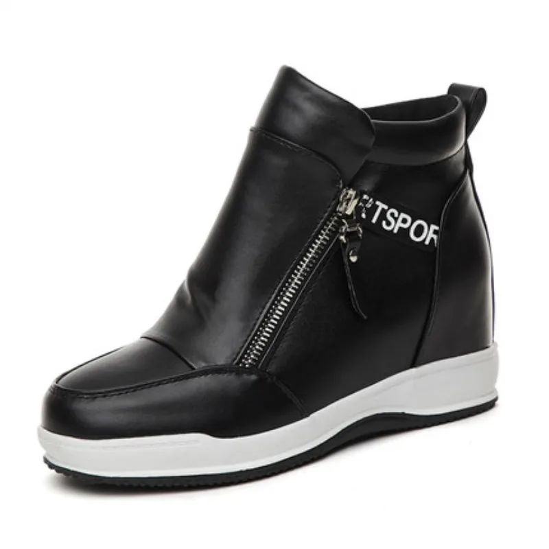 Женские кроссовки из искусственной кожи Вулканизированная подошва высокие на