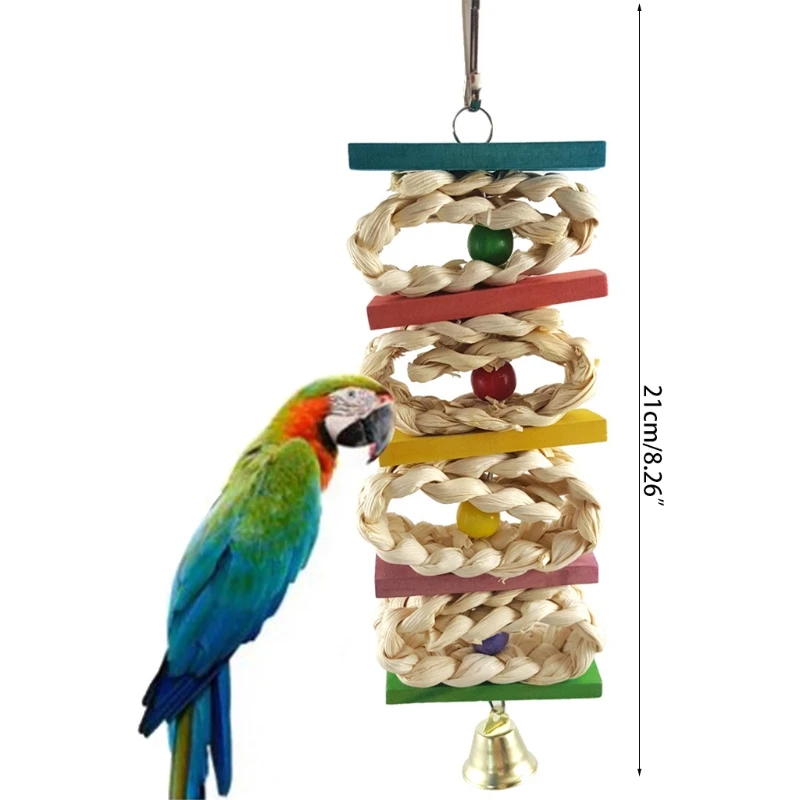

Parrot Toys Chewing Bird Toy Cuttle Bone Beak Grinding Cage Hanging Bell Toys