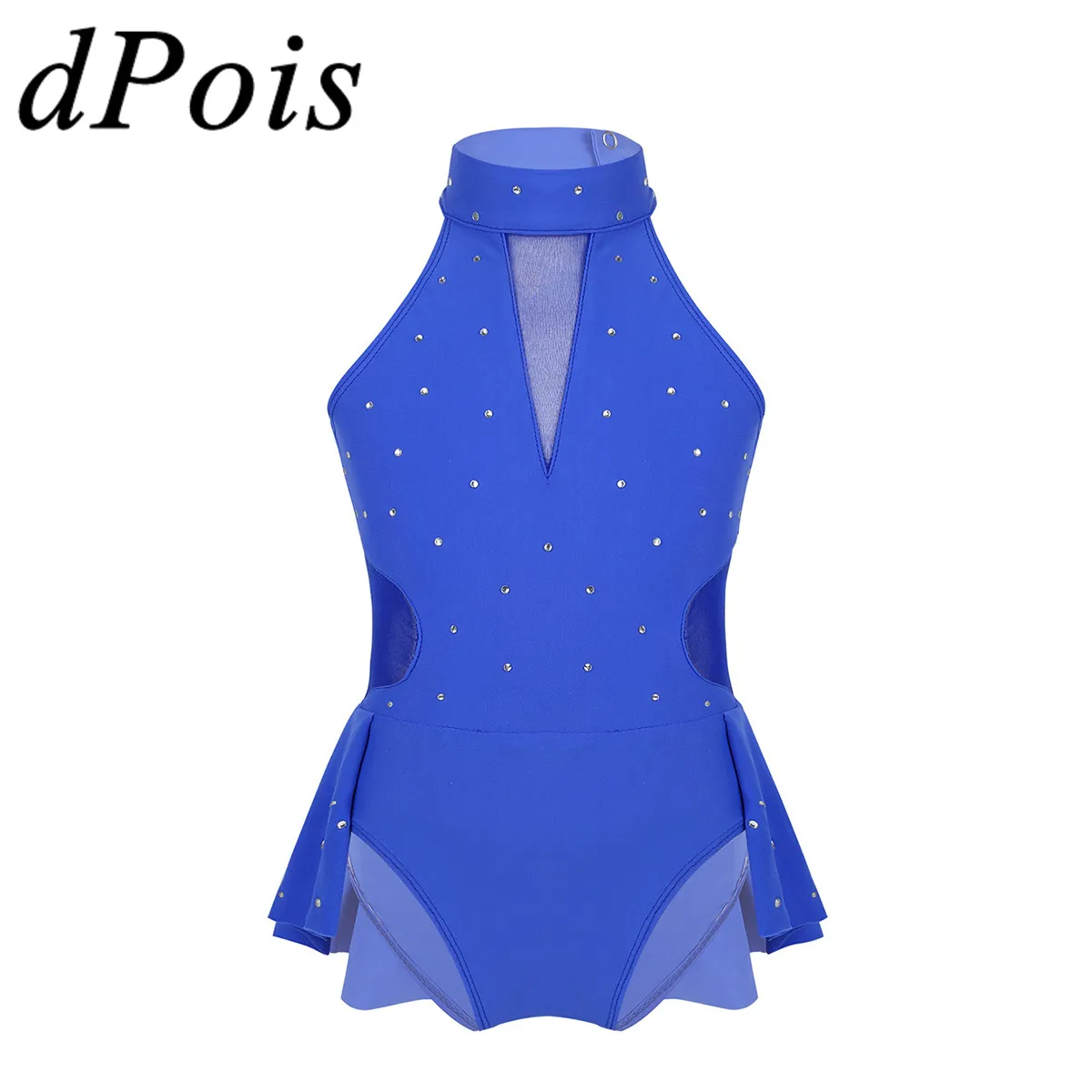 Kids Girls Gymnastic Leotard Shiny Glitter Mesh Splice Ballet Dance Dress for Modern Contemporary Ballroom Stage Performance