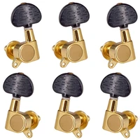 a set 3r3l beautiful gold sealed gear tuning pegs machine heads for guitar accessories parts with black wood texture button