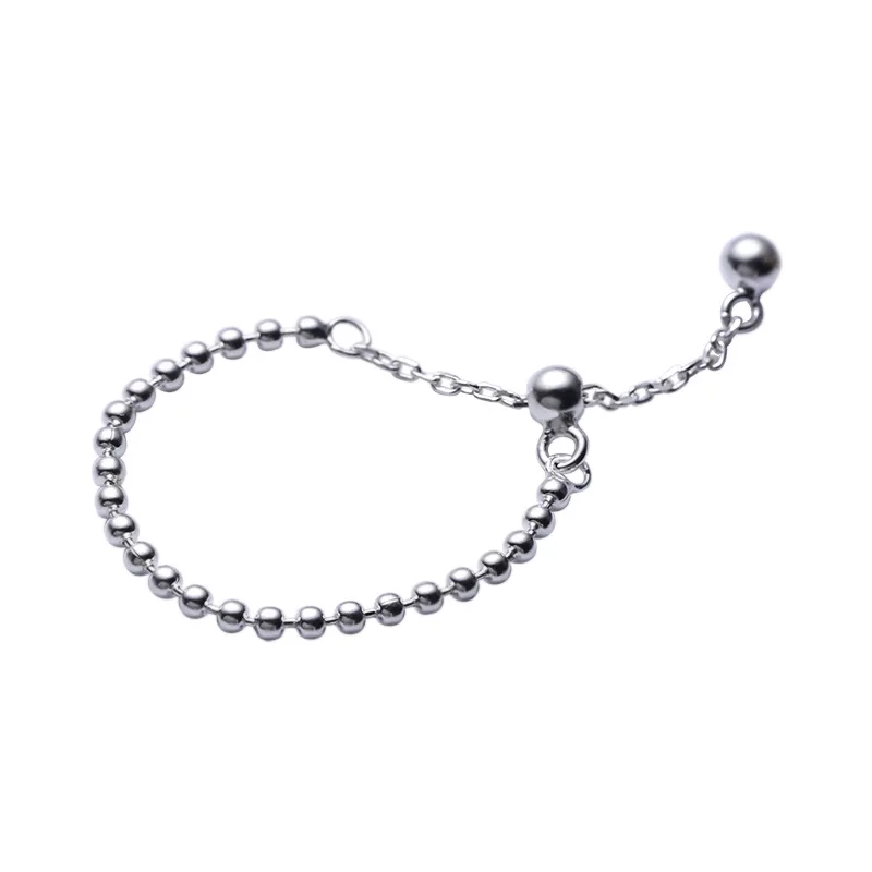 

Silver Color Round Bead Pull-out Ring 2021 New Small All-match Beaded Rings for Women Girl Party